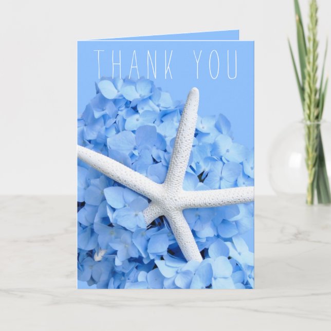 Blue Hydrangea Starfish Thank You Bridal Party (Front)