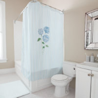Blue Hydrangea Stripe Pattern Coastal 