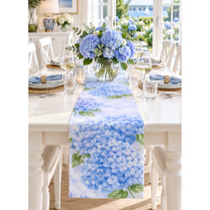 Blue Hydrangea Table Runner Floral Table Linens