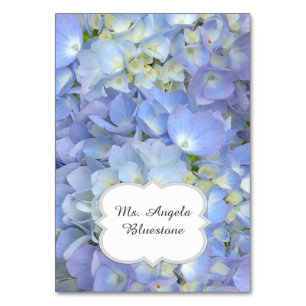 Blue Hydrangea Tented Place Cards Name
