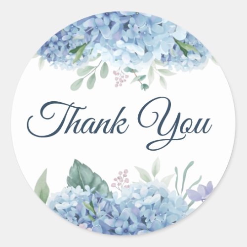 Blue Hydrangea Thank you Classic Round Sticker