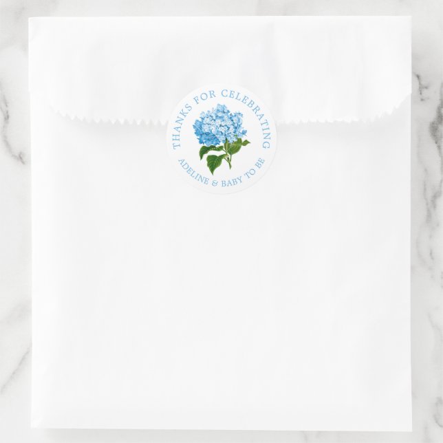 Blue Hydrangea Thank You Favor Sticker (Bag)