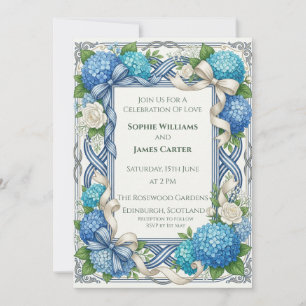 Blue Hydrangea Thistle Wedding Invitation