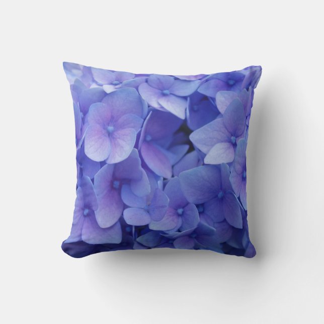 Blue Hydrangea Throw Pillow (Front)