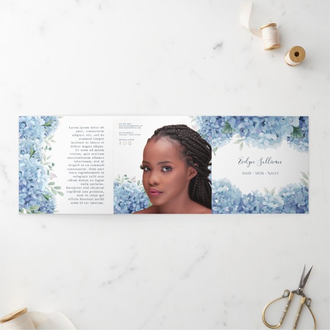 Blue Hydrangea Trifold Brochure (Outside)