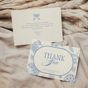 Blue Hydrangea Vintage Bridal Shower Thank You Card