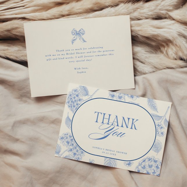 Blue Hydrangea Vintage Bridal Shower Thank You Card (Creator Uploaded)