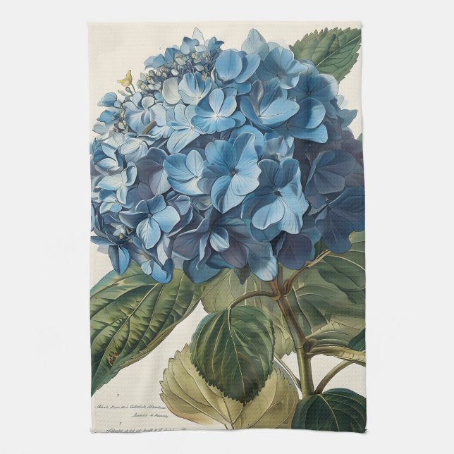Blue Hydrangea Vintage Kitchen Towel (Vertical)