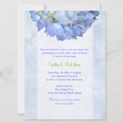 Blue Hydrangea Vow Renewal Invitation