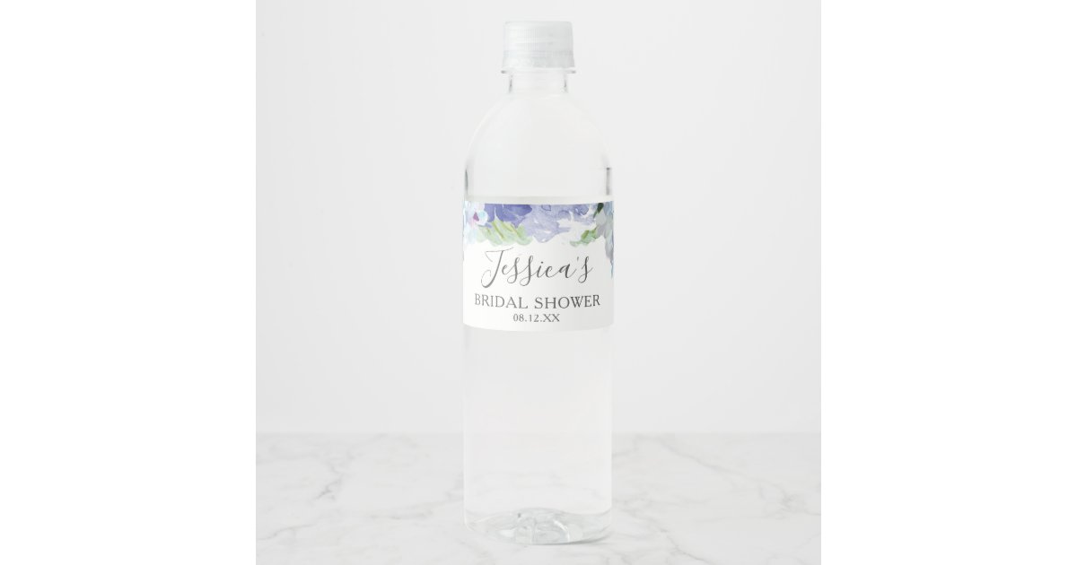 Blue Hydrangea Water Bottle Label | Zazzle