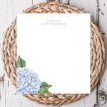 Blue Hydrangea Watercolor Bloom Personalized Notepad<br><div class="desc">This beautiful pad features a watercolor hydrangea design in blue. Add your personalization using the template form. To change the font,  style or layout,  select the option to edit using the design tool.</div>