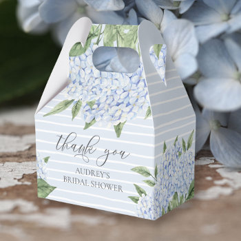 Blue Hydrangea Watercolor Blooms Custom Favor Boxes by FancyShmancyNotes at Zazzle