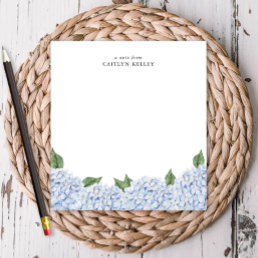 Blue Hydrangea Watercolor Border Personalized Notepad