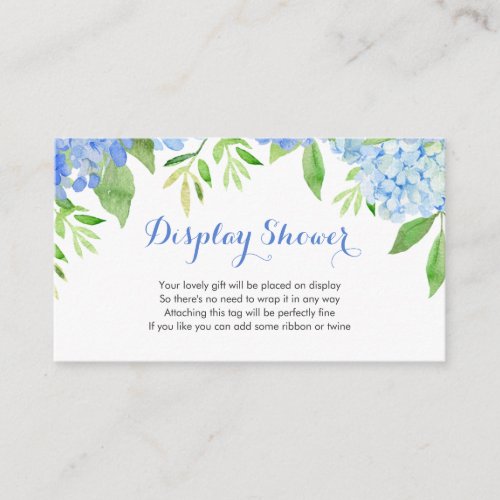 Blue Hydrangea Watercolor Bridal Display Shower Enclosure Card
