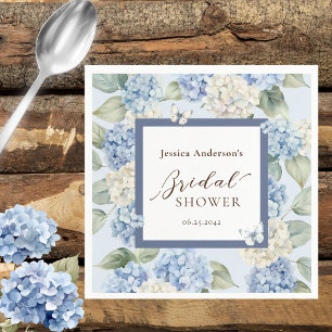 Blue Hydrangea Watercolor Bridal Shower Napkins