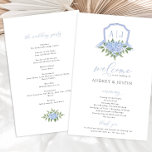 Blue Hydrangea Watercolor Crest Paper Program<br><div class="desc">This beautiful design features blue hydrangea blooms and your custom text along with watercolor painted crest with a ribbon and hydrangeas. Use the template form to add your information. The Customize Further feature can be used to access the advanced editing menu where you can change the font, colors and layout...</div>