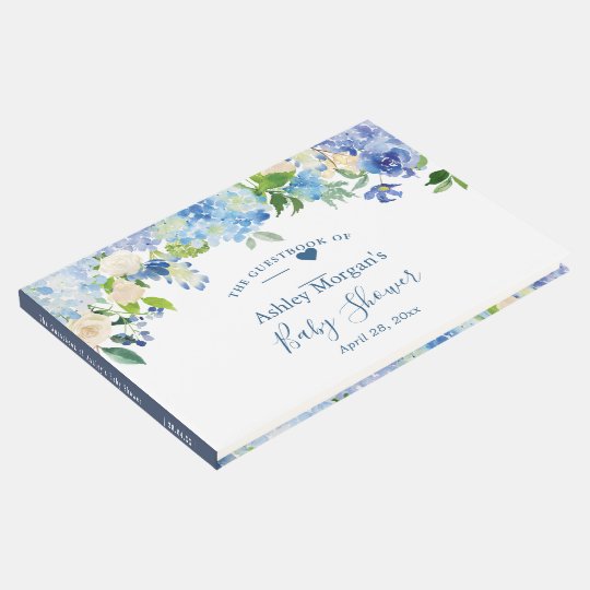 Blue Hydrangea Watercolor Floral Baby Shower Guest Book Zazzle Com