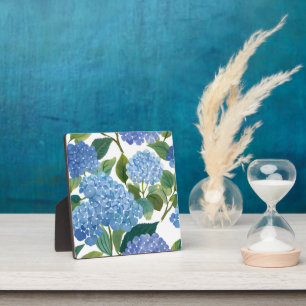 Blue Hydrangea Watercolor Floral Coastal Painting Plaque