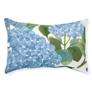Blue Hydrangea Watercolor Floral Coastal Pet Bed