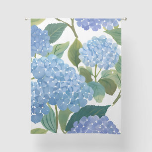 Blue Hydrangea Watercolor Floral Coastal Sheer Curtains