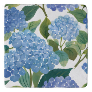 Blue Hydrangea Watercolor Floral Coastal Trivet