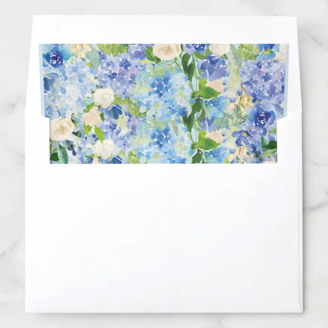 Blue Hydrangea Watercolor Floral Envelope Liner | Zazzle