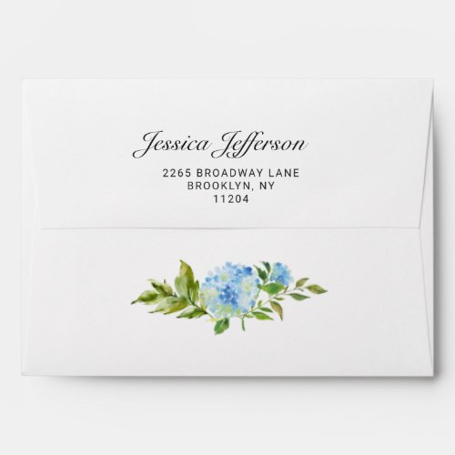 Blue Hydrangea Watercolor Floral for 5x7 card Enve Envelope