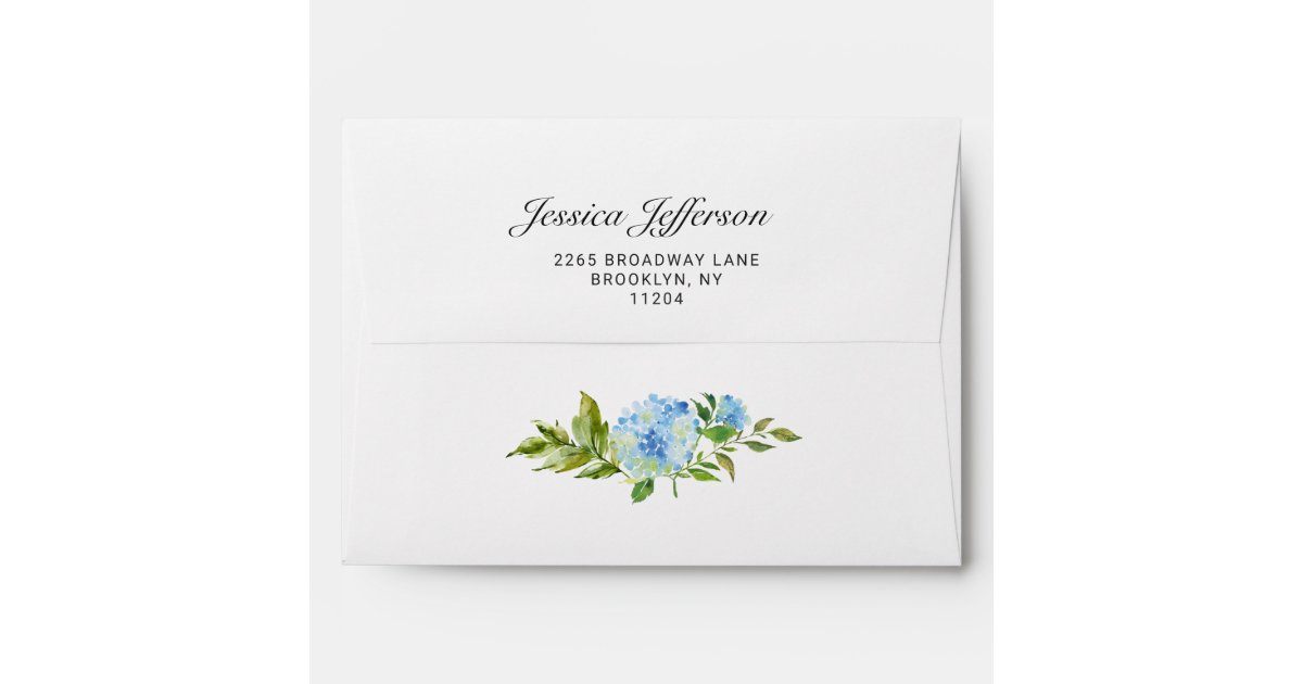 Blue Hydrangea Watercolor Floral for 5x7 card Enve Envelope | Zazzle