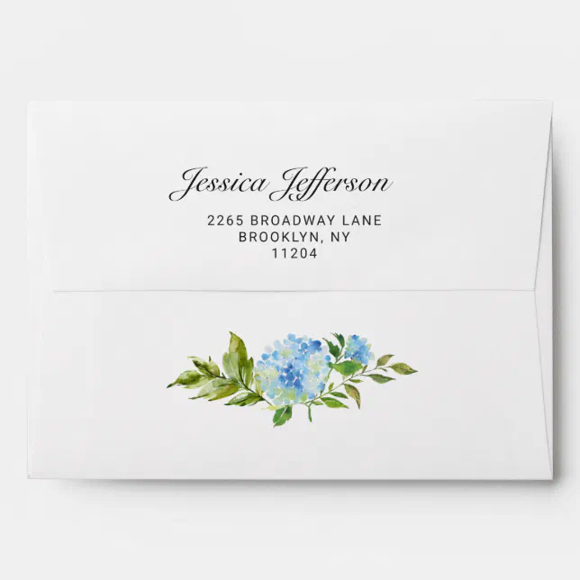 Blue Hydrangea Watercolor Floral for 5x7 card Enve Envelope | Zazzle