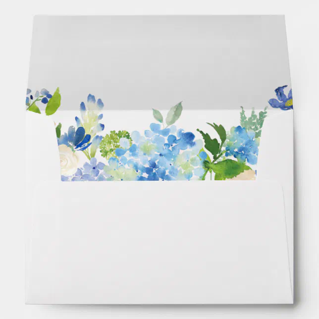Blue Hydrangea Watercolor Floral for 5x7 card Envelope | Zazzle