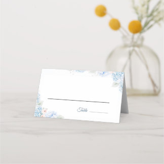 Blue Hydrangea Watercolor Floral Place Card