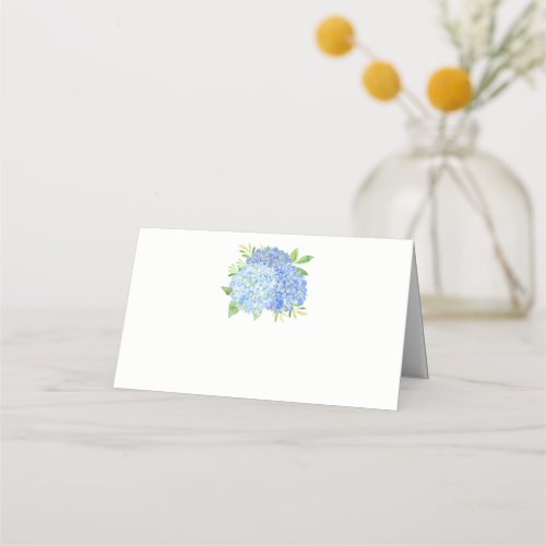 Blue Hydrangea Watercolor Floral  Place Card