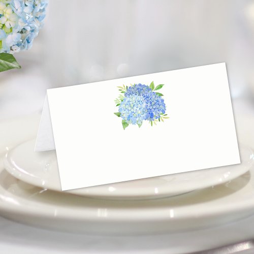 Blue Hydrangea Watercolor Floral  Place Card