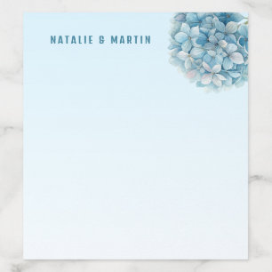 Blue Hydrangea Watercolor Floral Wedding Envelope Liner