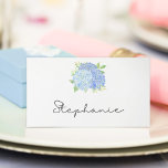 Blue Hydrangea Watercolor Floral Wedding Place Card at Zazzle
