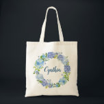 Blue Hydrangea Watercolor Floral Wreath Bridesmaid Tote Bag<br><div class="desc">Blue Hydrangea Watercolor Floral Wreath Bridesmaid Favor Tote Bag. 
(1) For further customization,  please click the "customize further" link and use our design tool to modify this template.
(2) If you need help or matching items,  please contact me.</div>