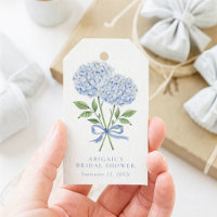 Blue Hydrangea Watercolor Flowers with Bow