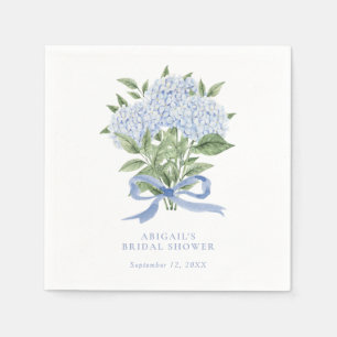 Blue Hydrangea Watercolor Flowers with Bow Napkins