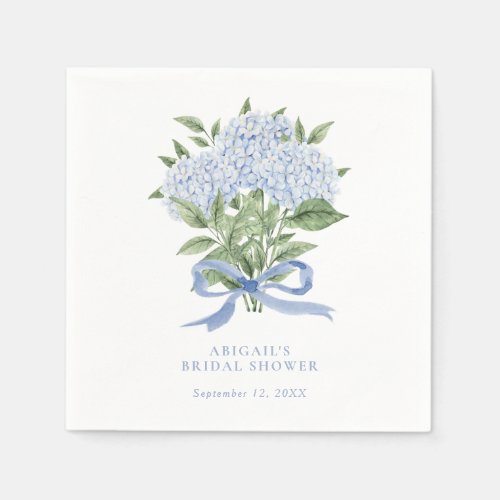 Blue Hydrangea Watercolor Flowers with Bow