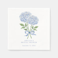Blue Hydrangea Watercolor Flowers with Bow