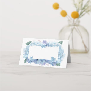 blue hydrangea watercolor frame place card