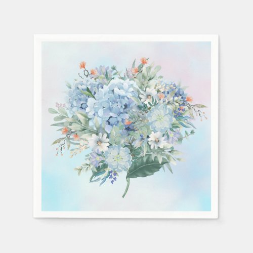 Blue Hydrangea Watercolor Paper Napkin