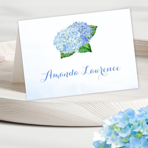 Blue Hydrangea Watercolor Personalized Place Cards