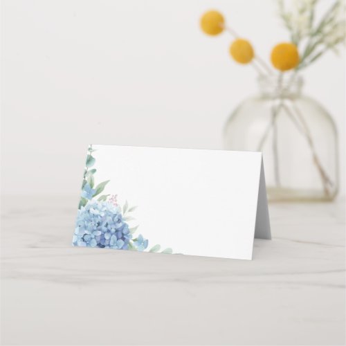 blue hydrangea watercolor place card