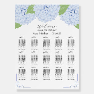 Blue Hydrangea Watercolor Seating Chart by Table Foam Board