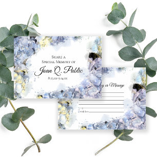 Blue Hydrangea Watercolor Share a Memory Funeral Note Card
