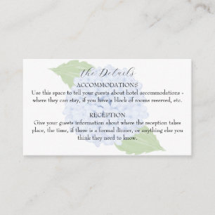 Blue Hydrangea Watercolor Wedding Details Enclosure Card