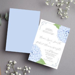 Blue Hydrangea Watercolor Wedding Invitation