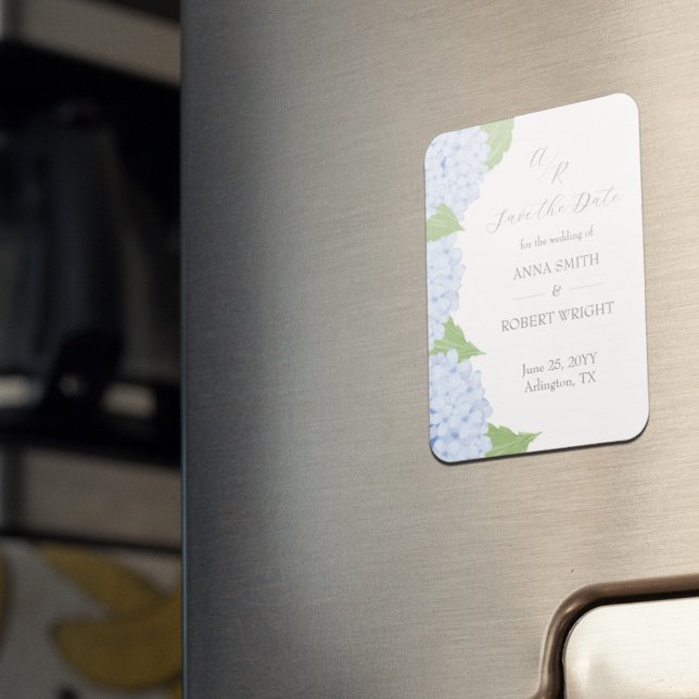 Blue Hydrangea Watercolor Wedding Save the Date Magnet (Creator Uploaded)