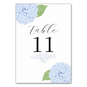 Blue Hydrangea Watercolor Wedding Table Number